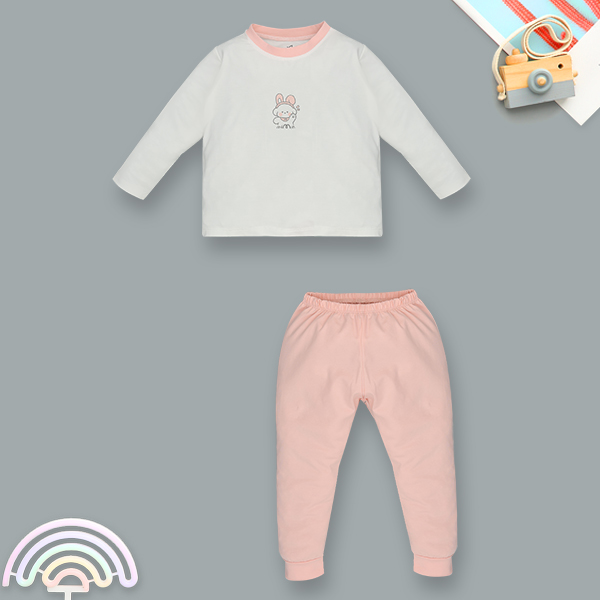 Bộ bé gái La Pomme bamboo hồng - trắng